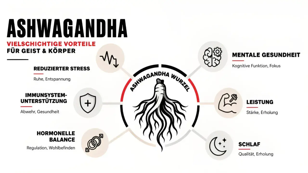 Ashwagandha-Wurzel: Vorteile für Geist & Körper, Stressreduktion, Immunsystem, Balance, mentale Gesundheit, Leistung, Schlaf. Wie lange Ashwagandha einnehmen?