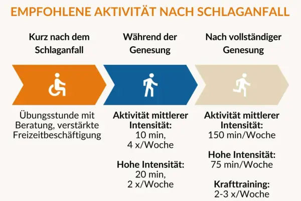 Empfohlene Aktivitäten nach Schlaganfall: Anfangs Übungen, dann schrittweise Steigerung der Intensität für das Schlaganfall Hand Training.